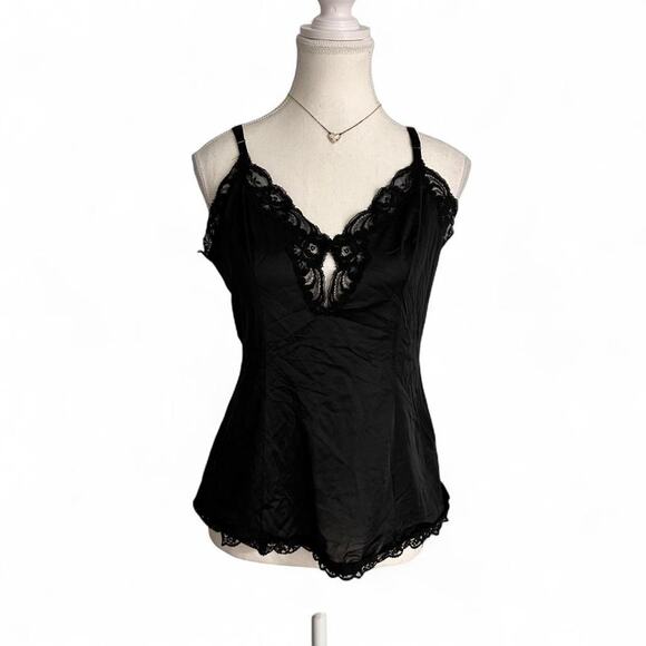 Other Tops - Black Satin Laced Cami Fairy Core Y2K Top Size Medium